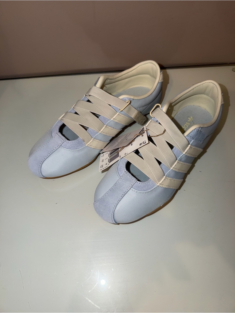 adidas Women’s Pale Blue Sneakers with Cream Straps - Picture 2 of 4